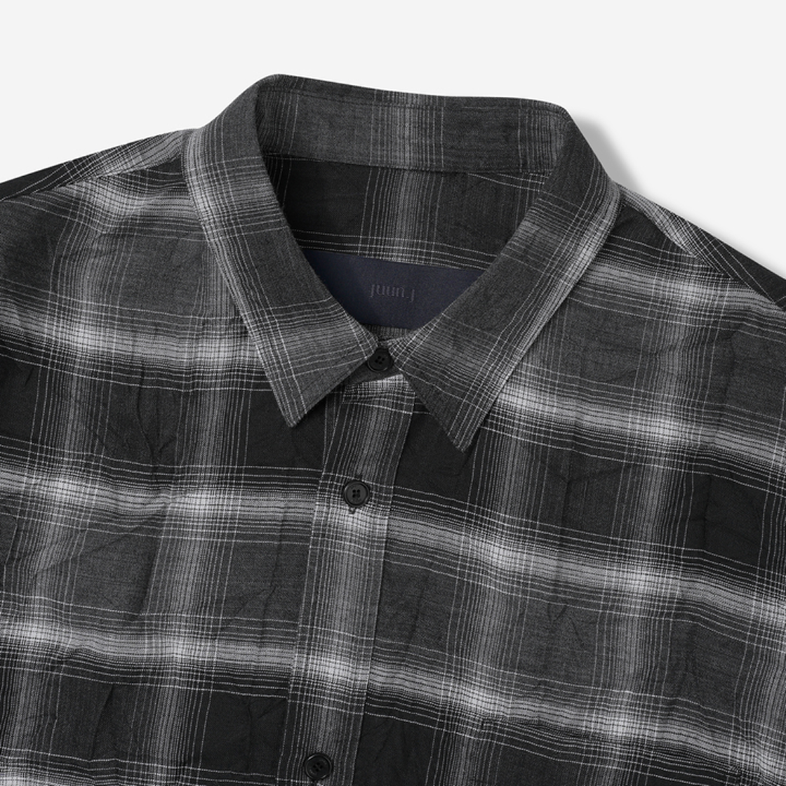 준지 링클 체크 오버핏 셔츠 애쉬 - 25SS(Juun.J Wrinkle Check Overfit Shirt Ash - 25SS) - 4