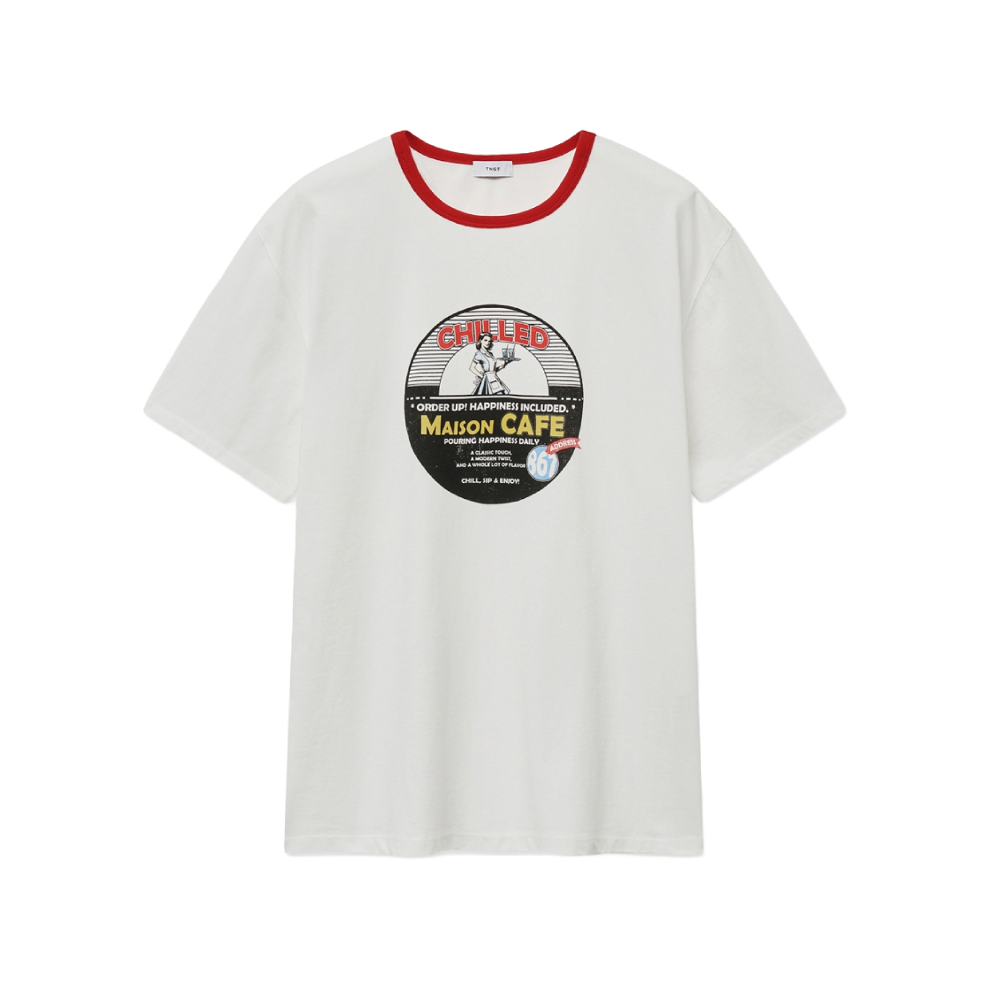 TNTS5E214R2 TNGT Maison Cafe Ringer T-Shirt Red