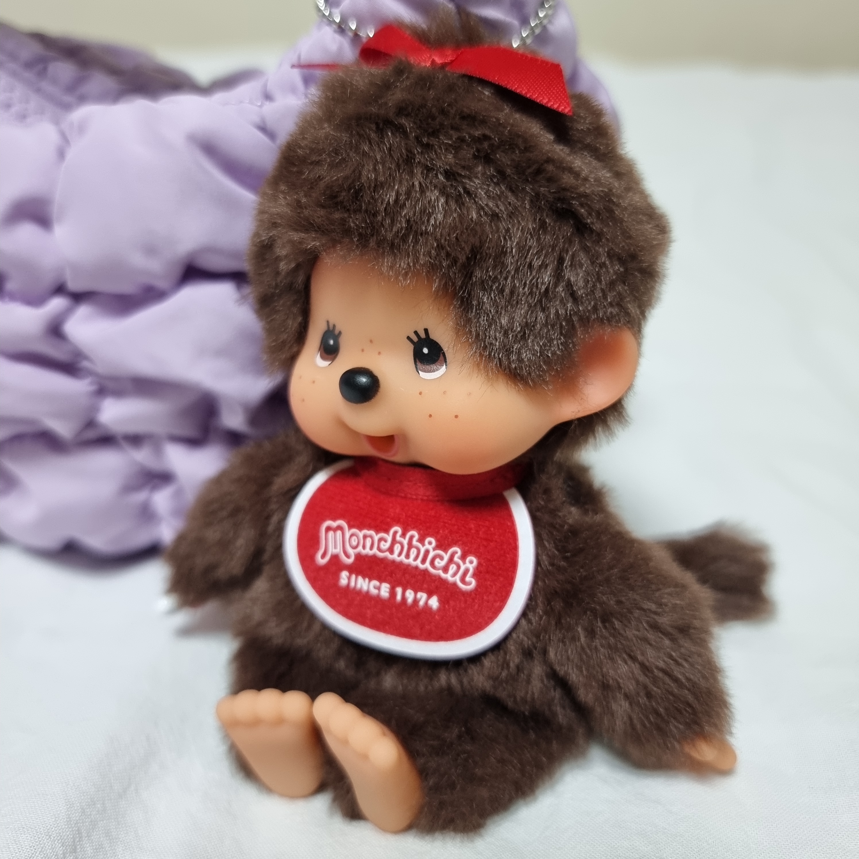 Monchhichi SS Girl Key Chain Brown 착용 스타일 - 3