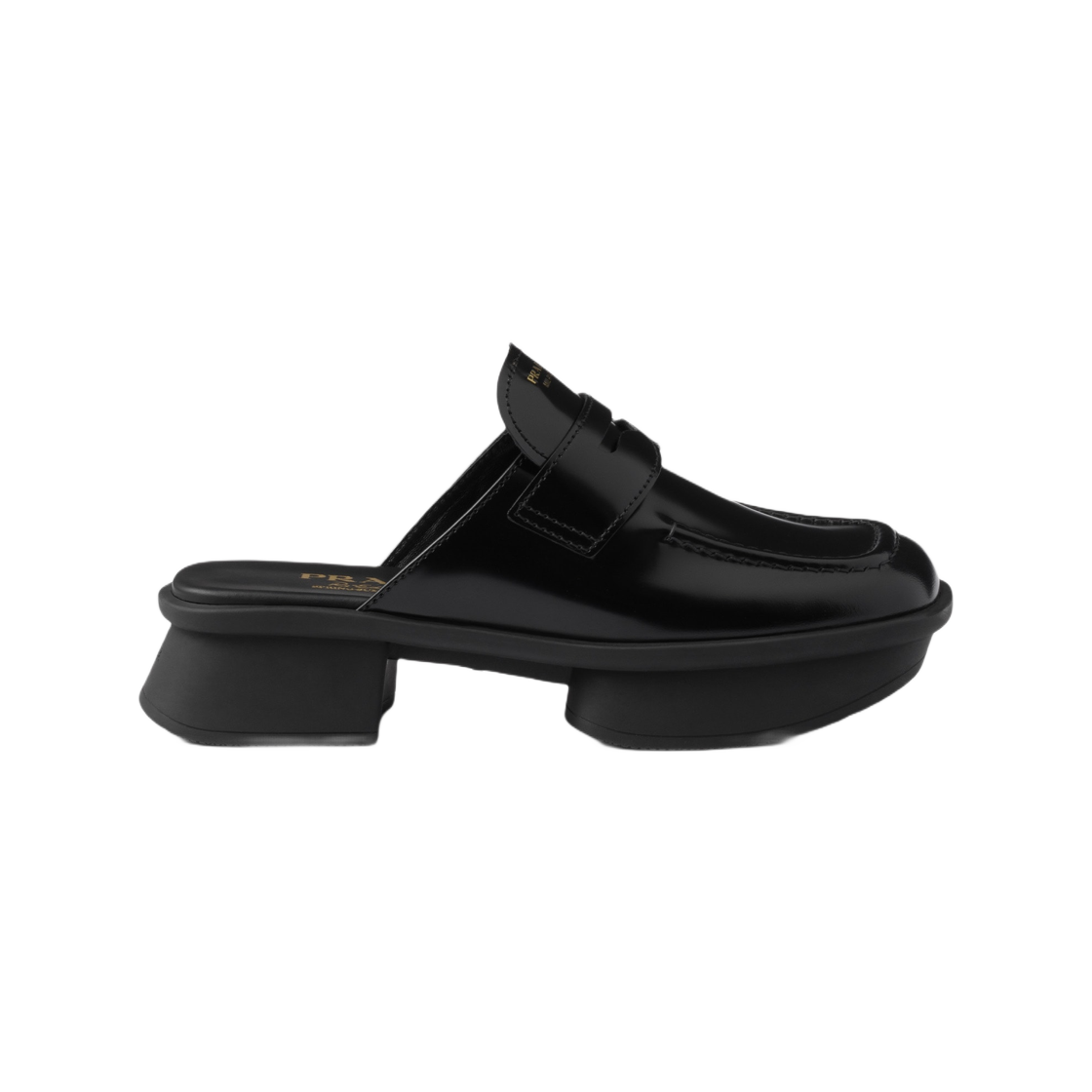 (W) 프라다 이퀄 브러쉬드 레더 뮬 블랙((W) Prada Equal Brushed Leather Mules Black) - 1