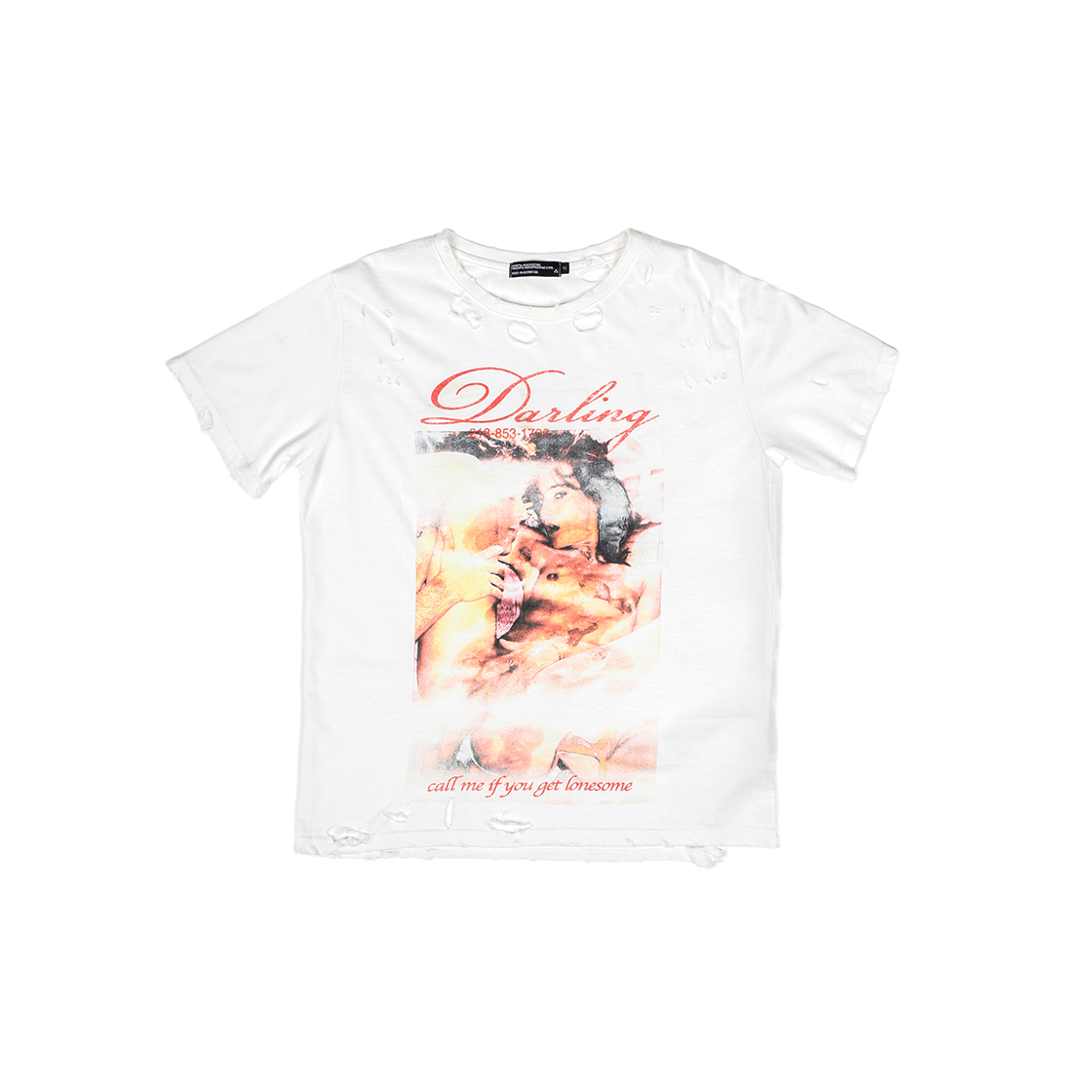 선데이오프클럽 콜 미 핸드 디스트레스드 숏 슬리브 오프 화이트(Sundayoffclub Call Me Hand Distressed Short Sleeve Off White)