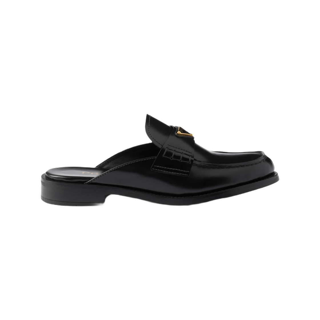 (W) 프라다 브러쉬드 레더 뮬 블랙((W) Prada Brushed Leather Mules Black) - 1