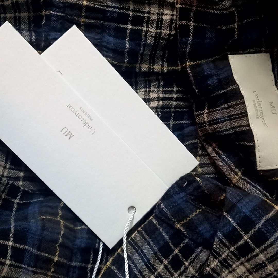 Undermycar Mu.115 Original Logo Basic Long Sleeve Check Shirts Black Navy 착용 스타일