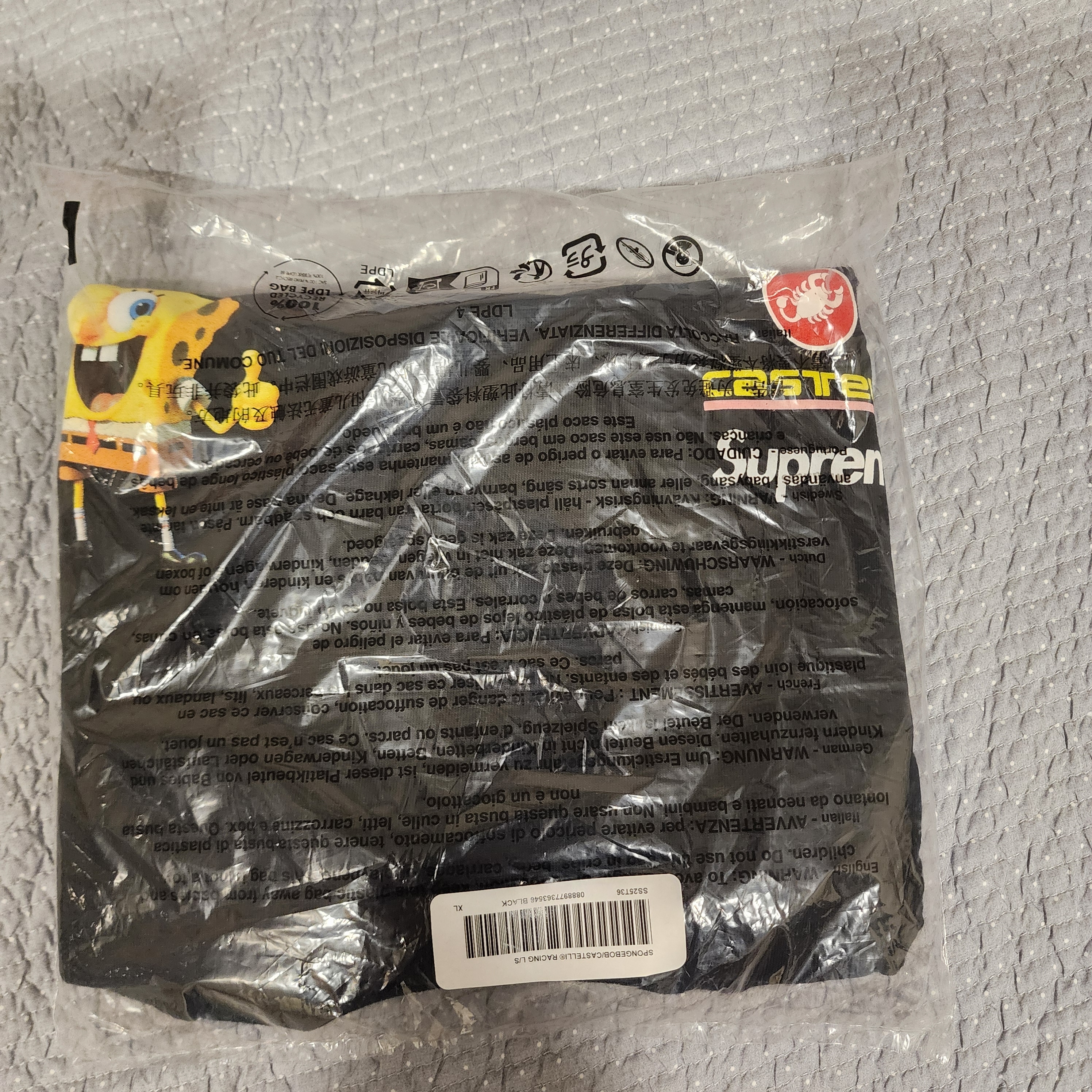 Supreme x SpongeBob SquarePants Castelli Racing L/S T-Shirt Black - 25SS 착용 스타일 - 2