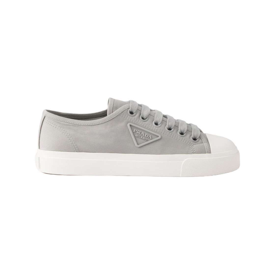 (W) 프라다 코튼 개버딘 스니커즈 클라우디 그레이((W) Prada Cotton Gabardine Sneakers Cloudy Gray) - 1