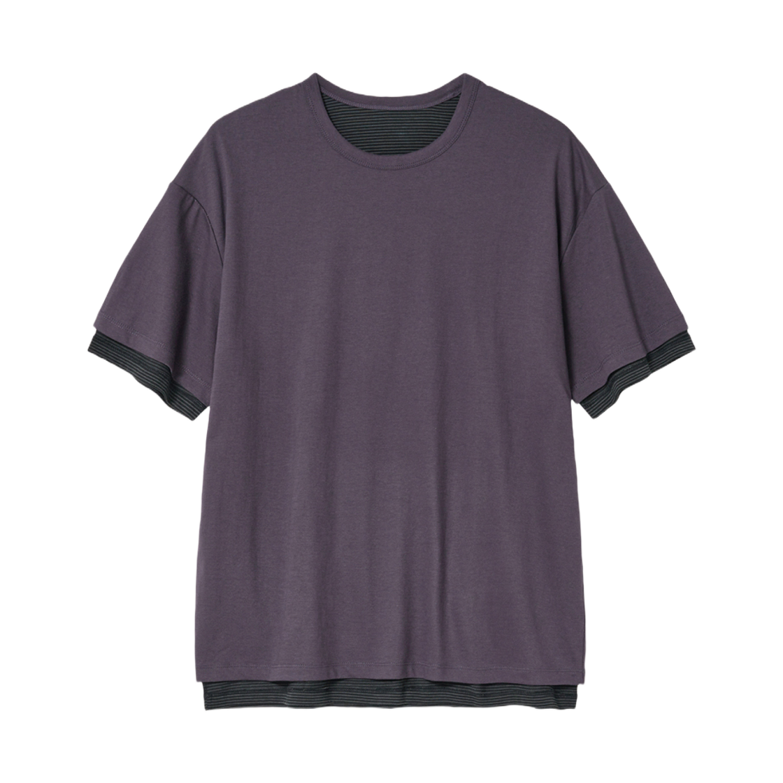 해칭룸 투 페이스 스트라이프 티셔츠 1/2 퍼플 차콜(Hatchingroom Two Face Stripe T-shirt 1/2 Purple Charcoal) - 1