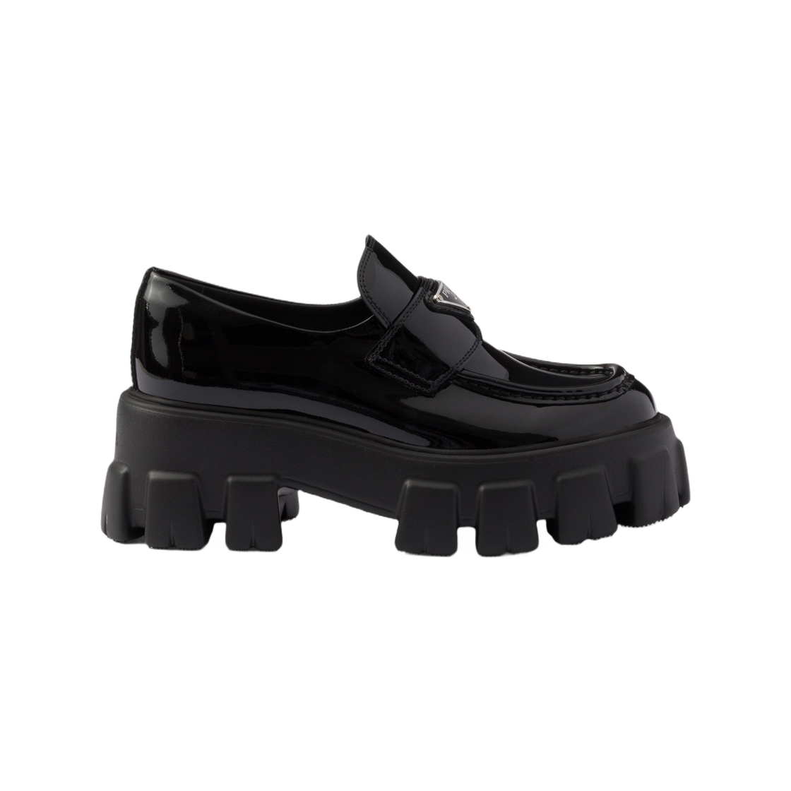 (W) 프라다 모놀리스 페이턴트 레더 로퍼 블랙