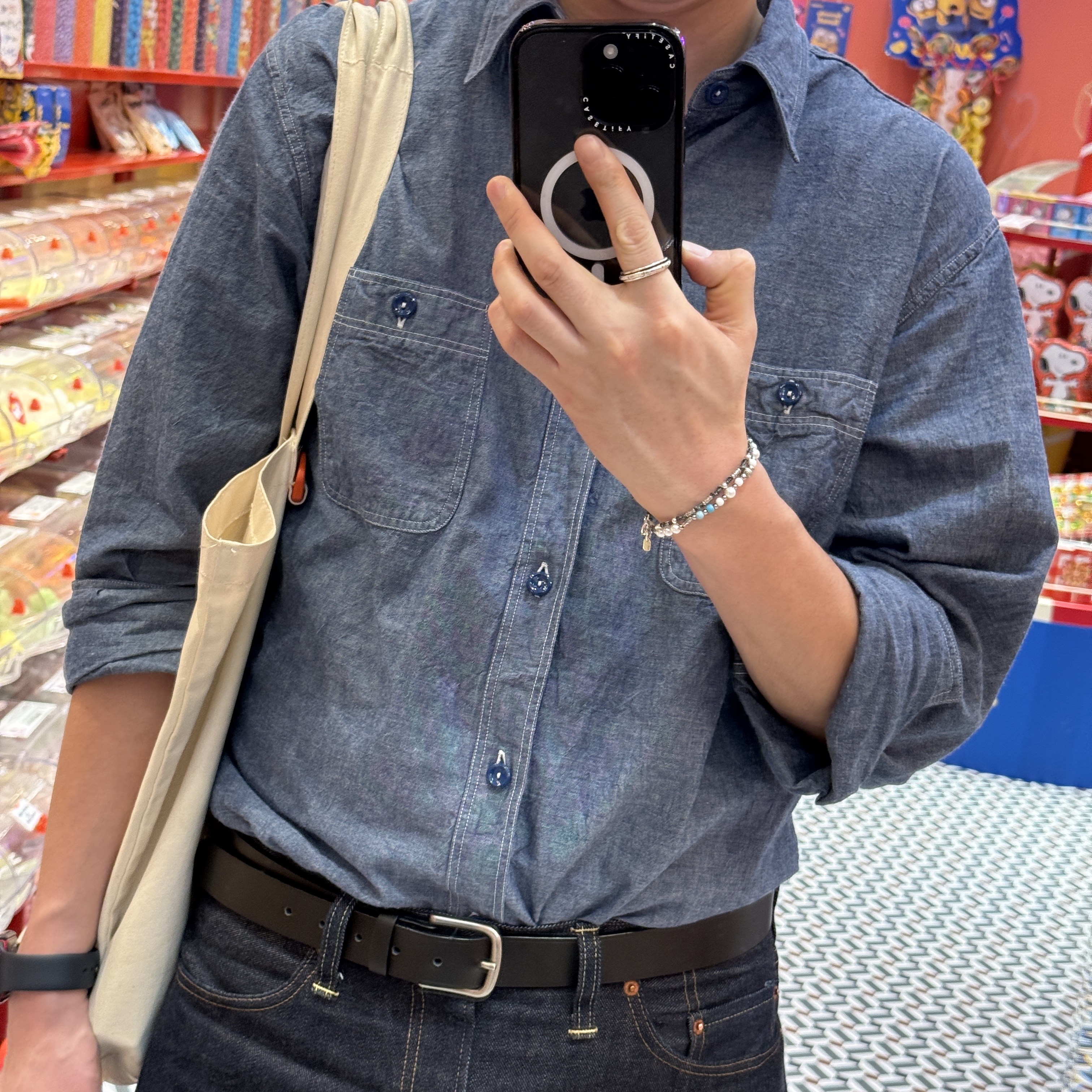 Buzz Rickson's Chambray Work Shirts Long Sleeve Blue 착용 스타일