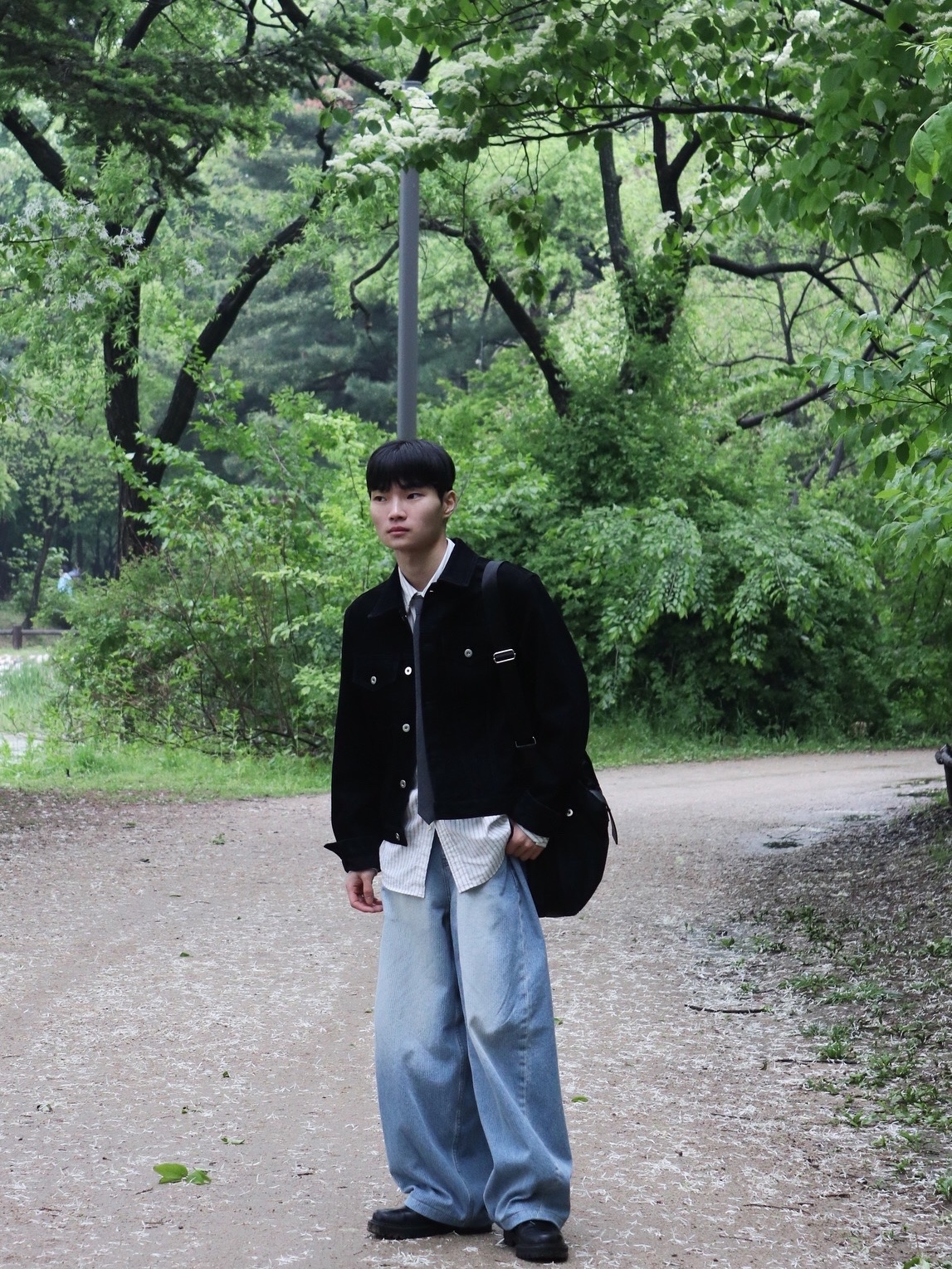 noun Corduroy Denim Pants Light Blue 착용 스타일 - 1