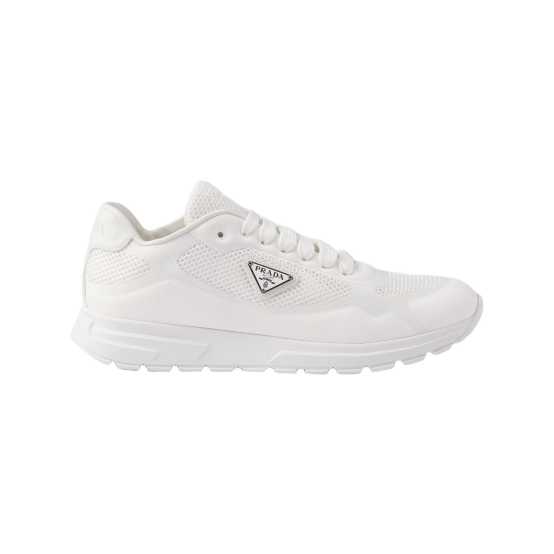 (W) 프라다 프락스 2.0 패브릭 앤 메쉬 스니커즈 화이트((W) Prada Prax 2.0 Fabric and Mesh Sneakers White)