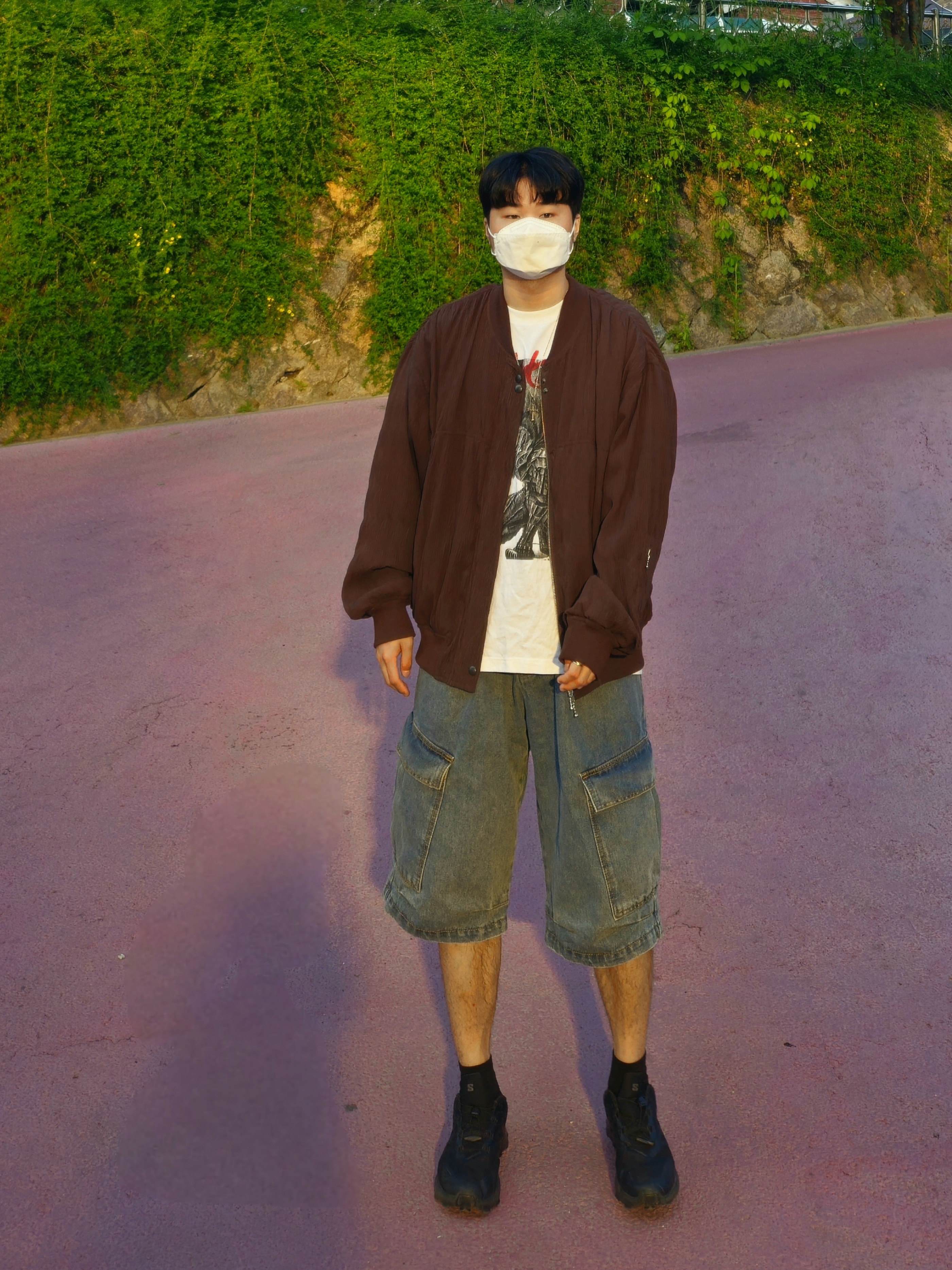 noun Wave Pleated Blouson Brown 착용 스타일 - 2