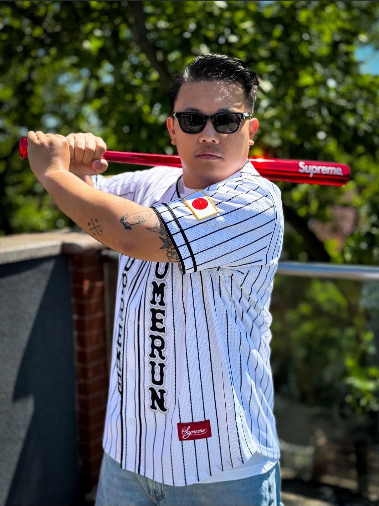 Supreme x Homerun Baseball Jersey Stripe - 25SS 착용 스타일 - 3