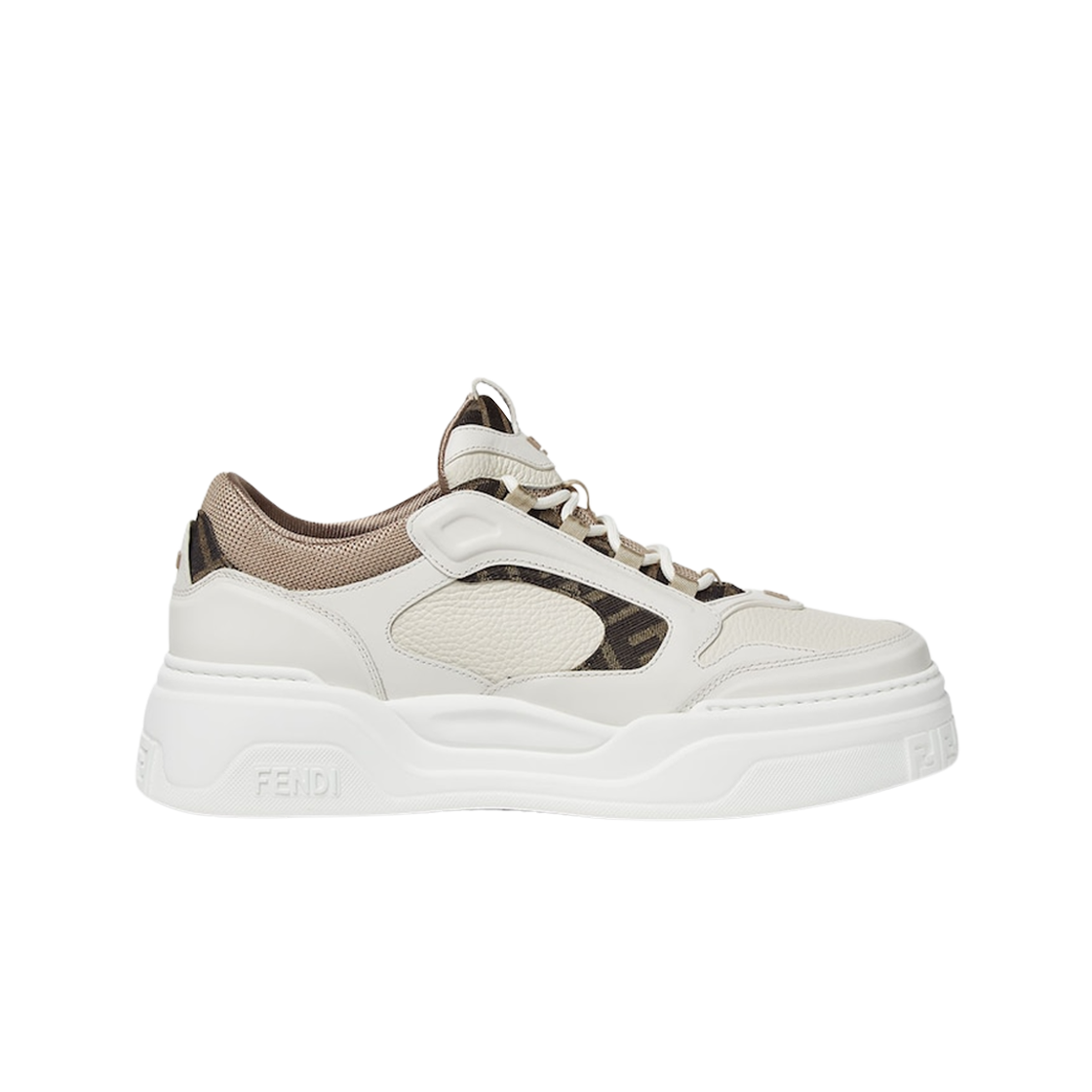 7E1728AU20F1RSR Fendi Force Leather Low Top Sneakers White