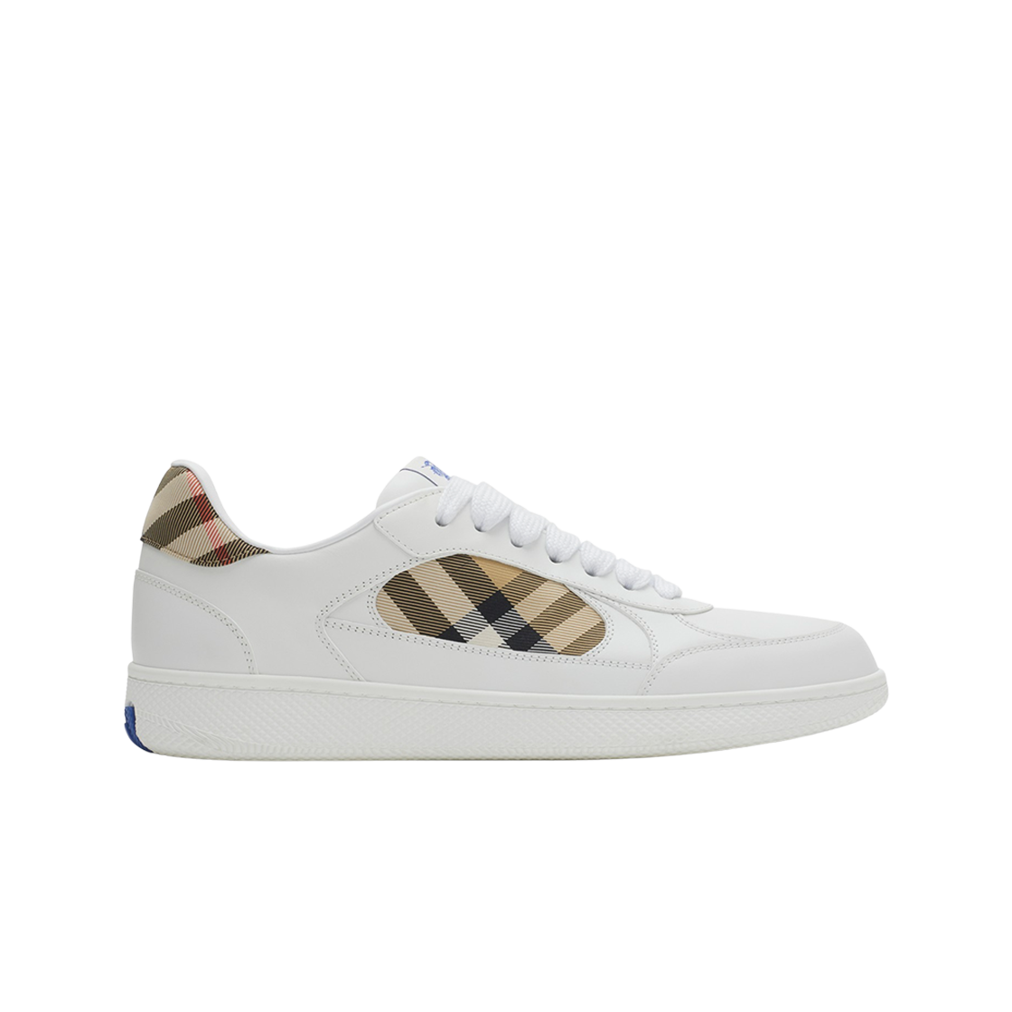 8108649 Burberry Leather Check Terrace Sneakers White Sand
