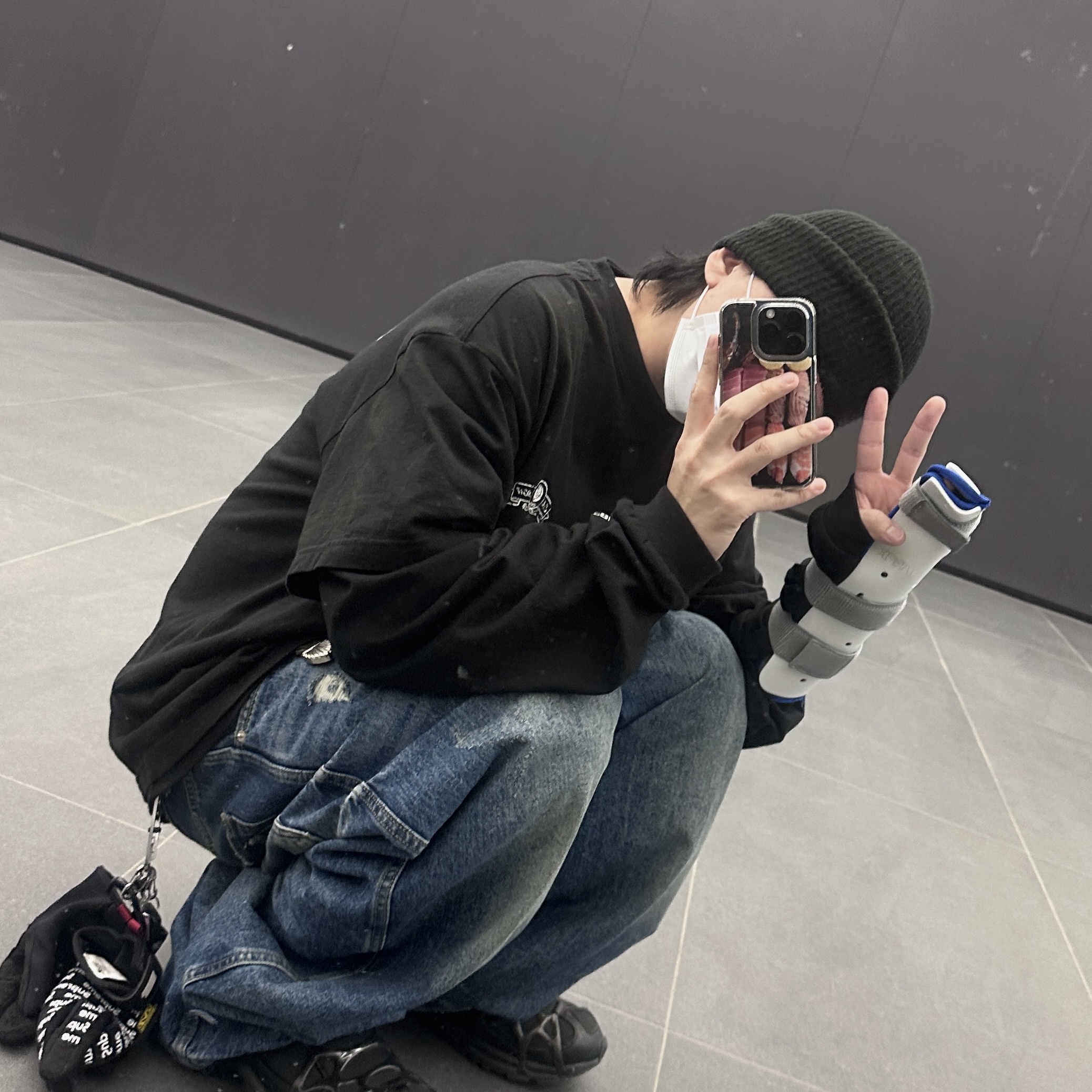 Nonnod Double pocket Japanese Denim Mid Blue, Nike Air Kukini Triple Black 착용 스타일 - 2