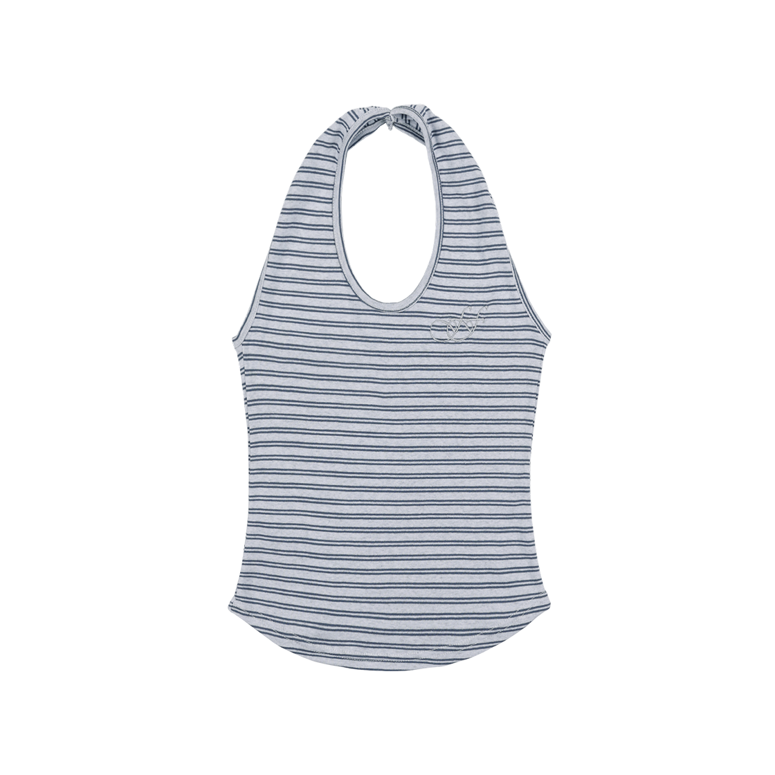 팬시클럽 스트라이프 오픈백 홀터넥 블루