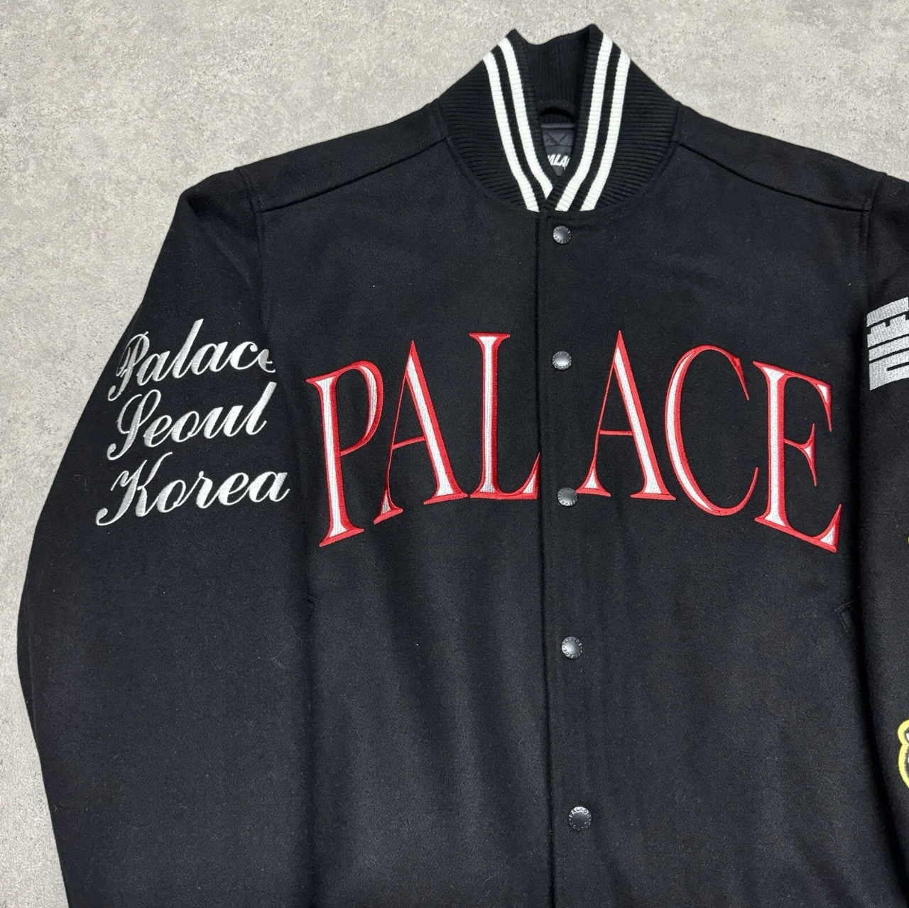 Palace Korea Varsity Jacket Black - 24SS 착용 스타일 - 5