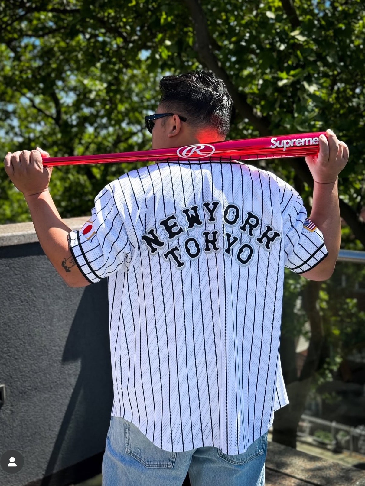 Supreme x Homerun Baseball Jersey Stripe - 25SS 착용 스타일 - 2