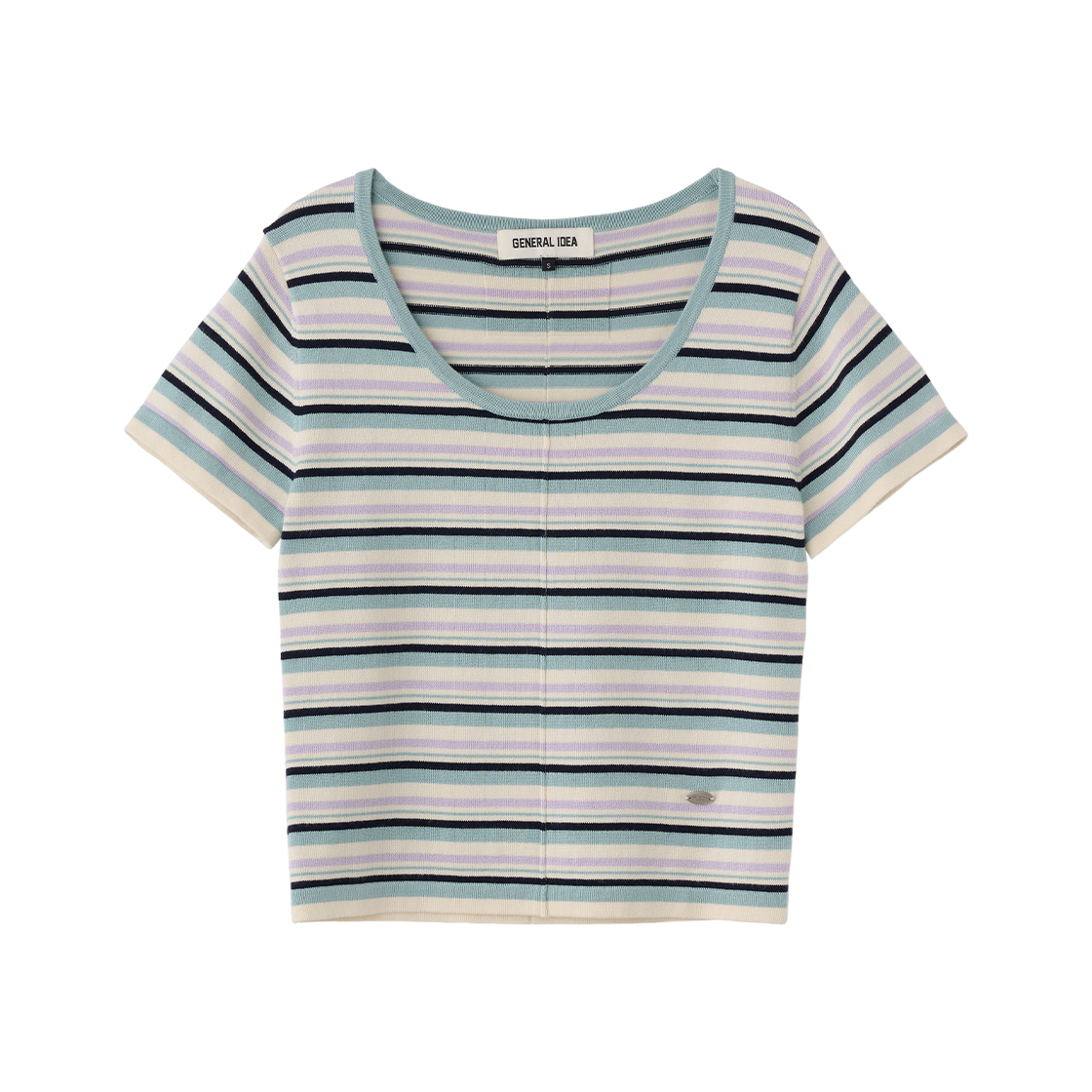 WBE2L05542MI General Idea Woman Multi Stripe U-Neck Half Knit Mint - 대표 이미지 #1
