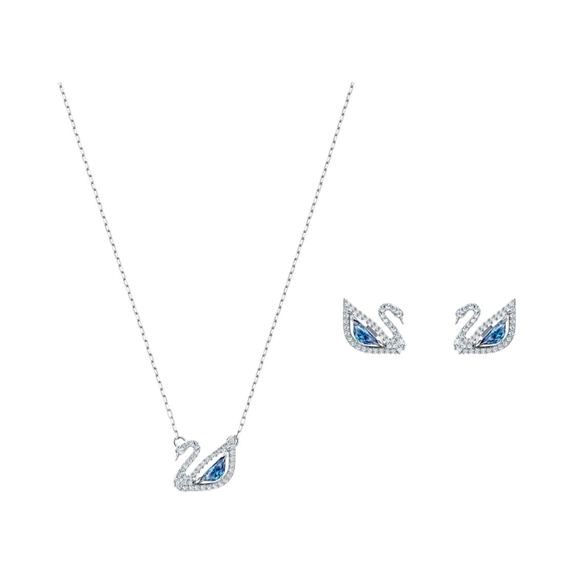 5521471 (W) Swarovski Dazzling Swan Set Blue Rhodium Plated