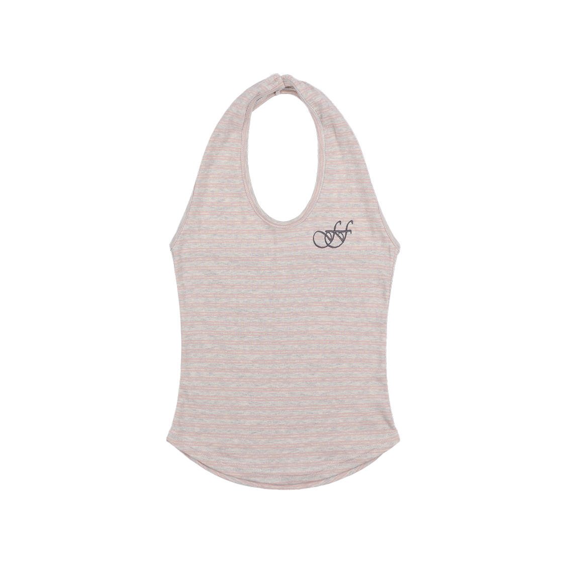 팬시클럽 스트라이프 오픈백 홀터넥 핑크