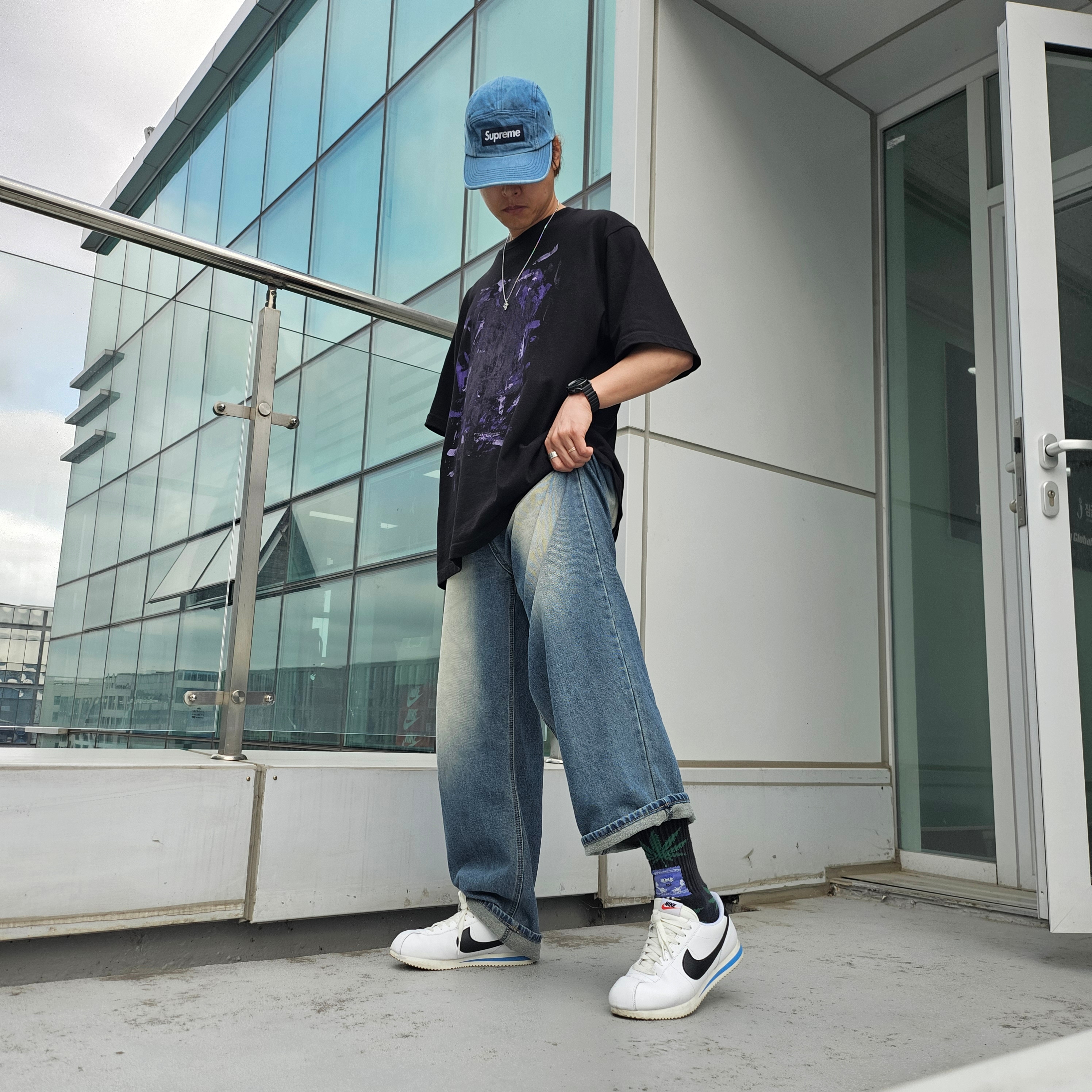 Supreme Washed Chino Twill Camp Cap Denim - 23FW, Gucci Ghost Ring Silver 9mm 착용 스타일 - 2