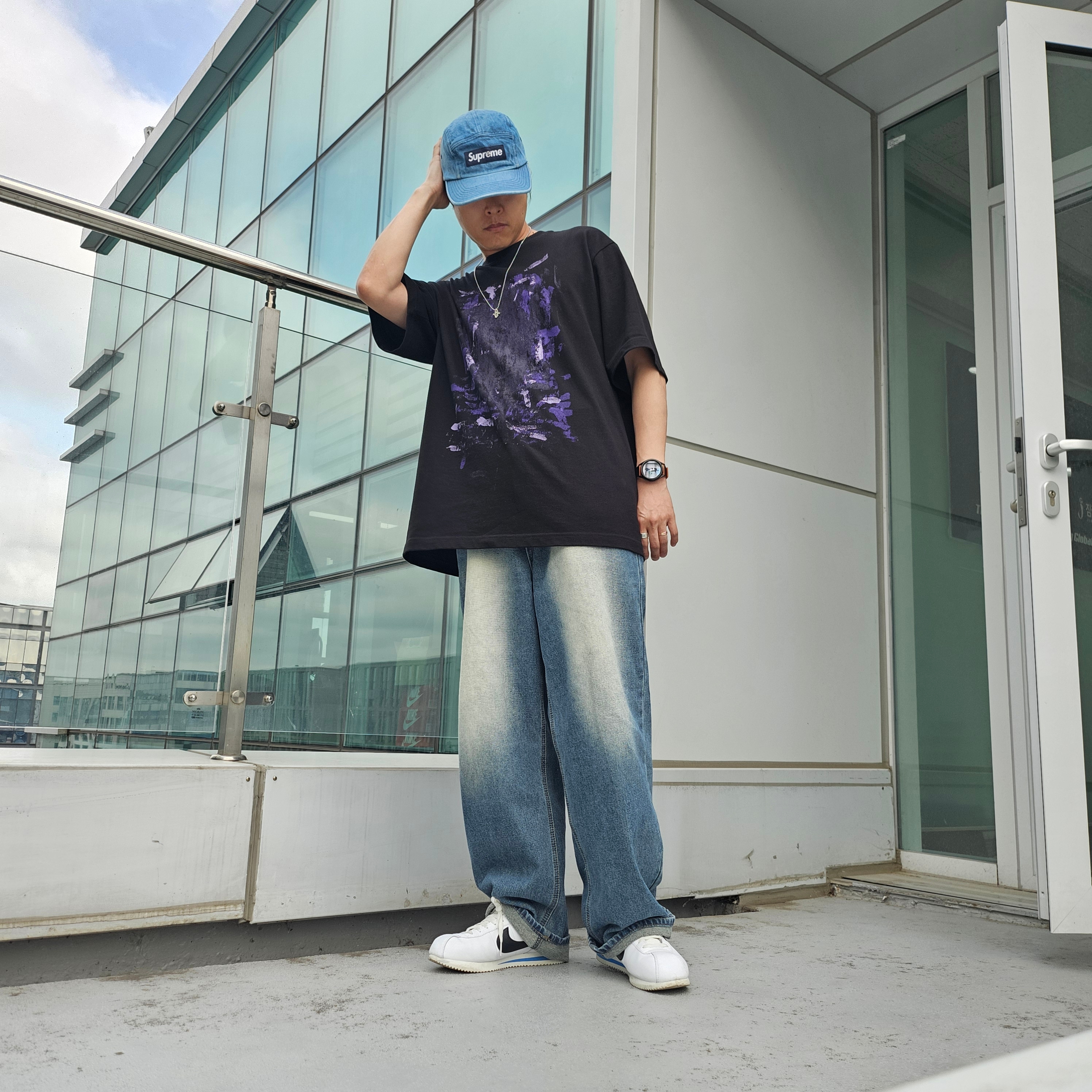 Supreme Washed Chino Twill Camp Cap Denim - 23FW, Gucci Ghost Ring Silver 9mm 착용 스타일 - 1