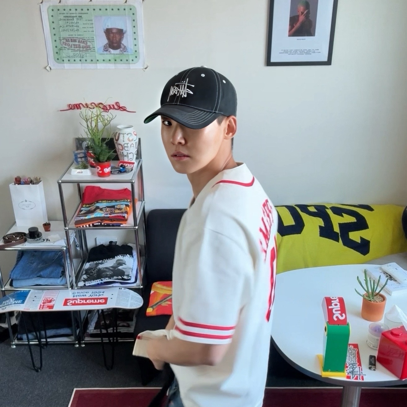 Supreme x 40 Acres Twill Baseball Jersey Natural - 25SS 착용 스타일 - 3