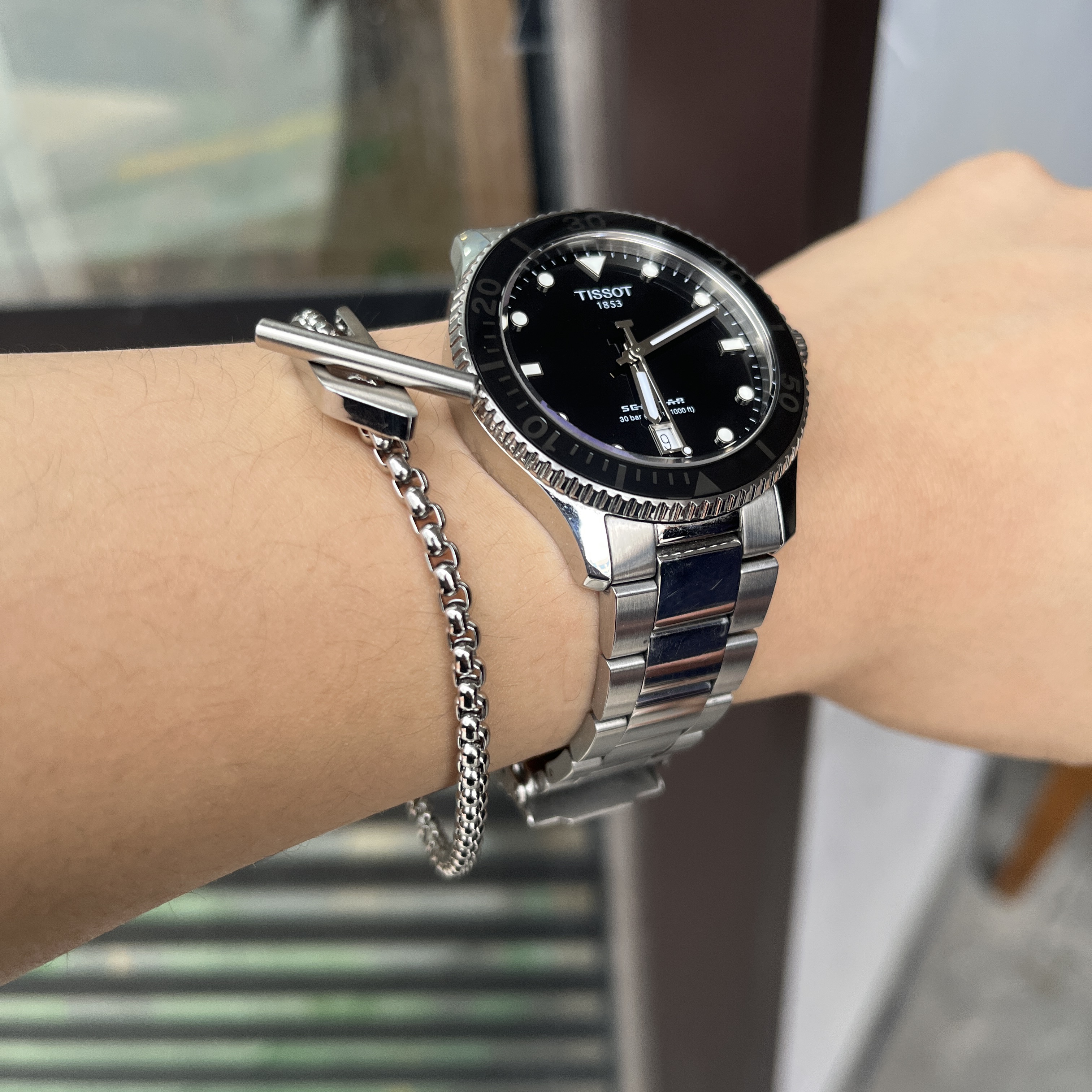 Diesel Dx1476 Stainless Steel Chain Bracelet Silver 착용 스타일