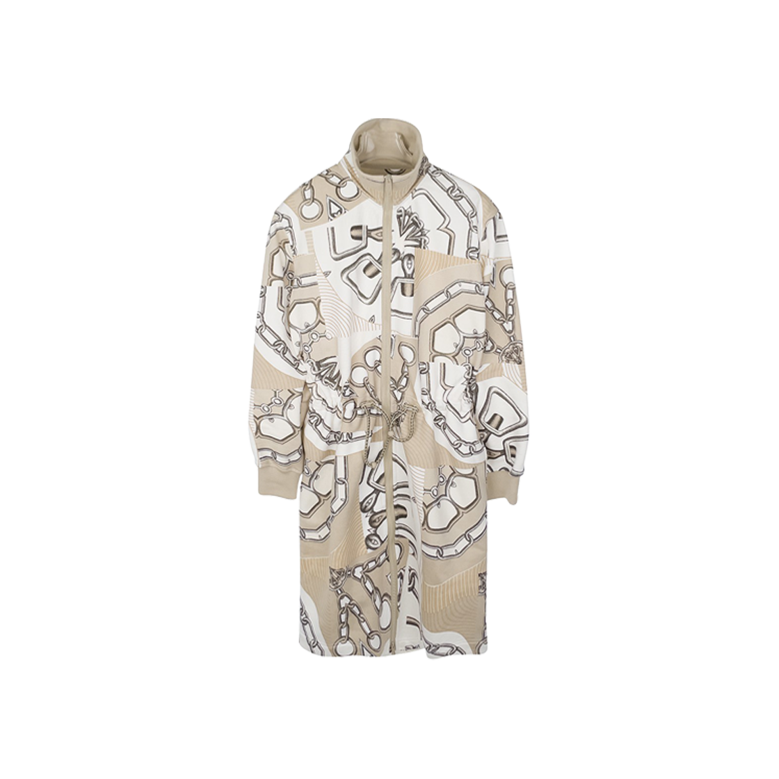 IT588L2J7LRD Hermes Ipeut Kaleidoscope Robe Zip-Up Dress 34 Beige Glaze