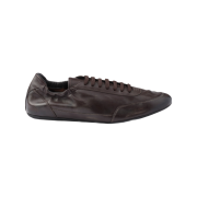 Prada Collapse Leather Sneakers Dark Brown