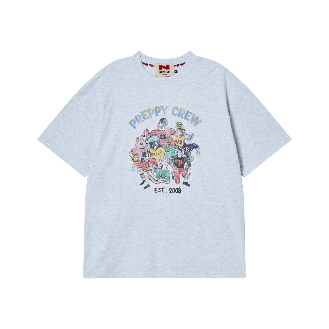 엔 아카이브 프레피 로고 그래픽 반팔 티셔츠 그레이(N ARCHIVE Preppy Logo Graphic 1/2 T-Shirt Gray) - 1