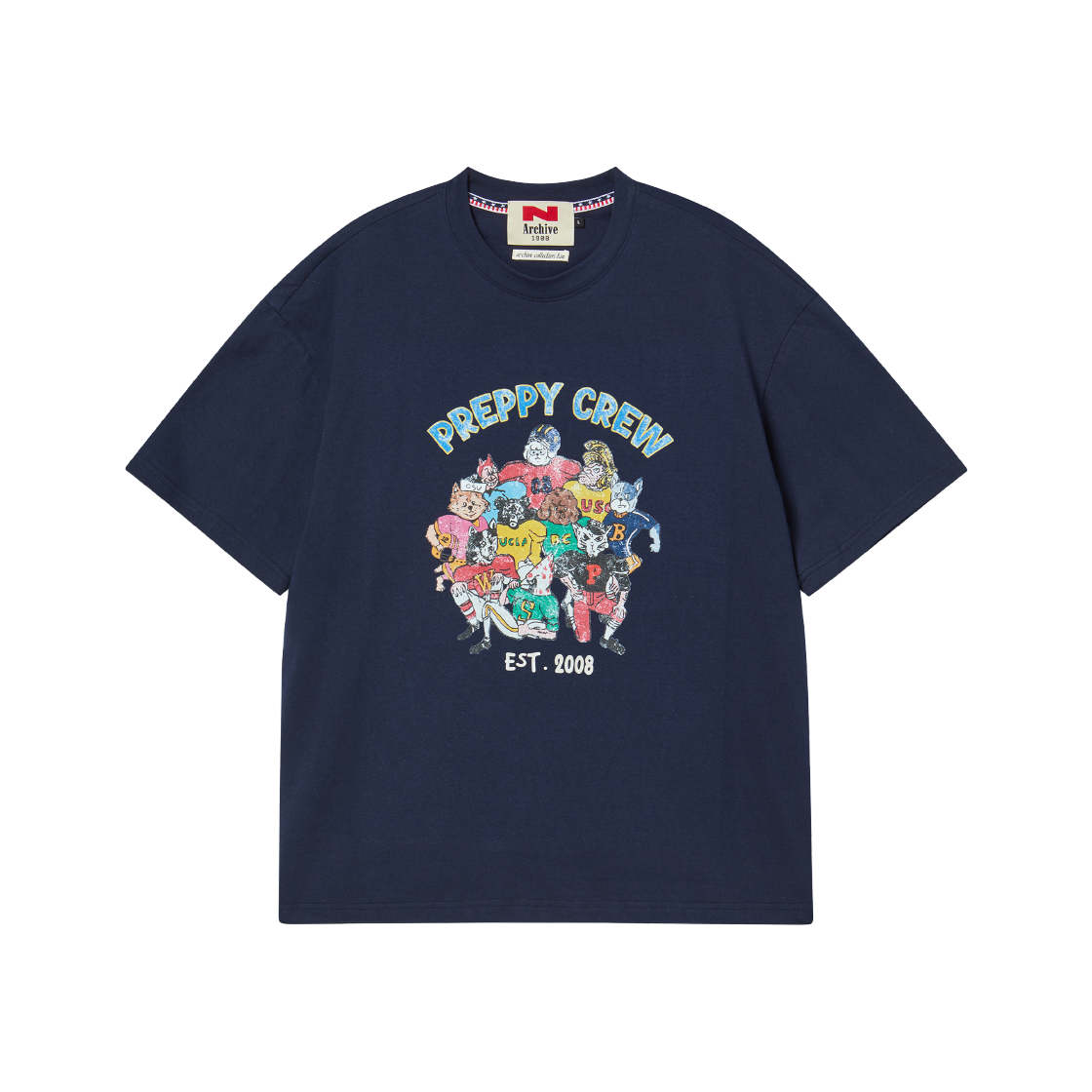 엔 아카이브 프레피 로고 그래픽 반팔 티셔츠 네이비(N ARCHIVE Preppy Logo Graphic 1/2 T-Shirt Navy) - 1
