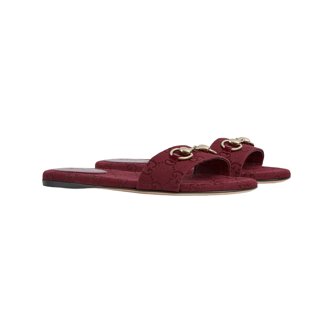 (W) 구찌 슬라이드 샌들 홀스빗 로쏘 앙코라 GG 캔버스((W) Gucci Slide Sandal with Horsebit Rosso Ancora GG Canvas) - 2