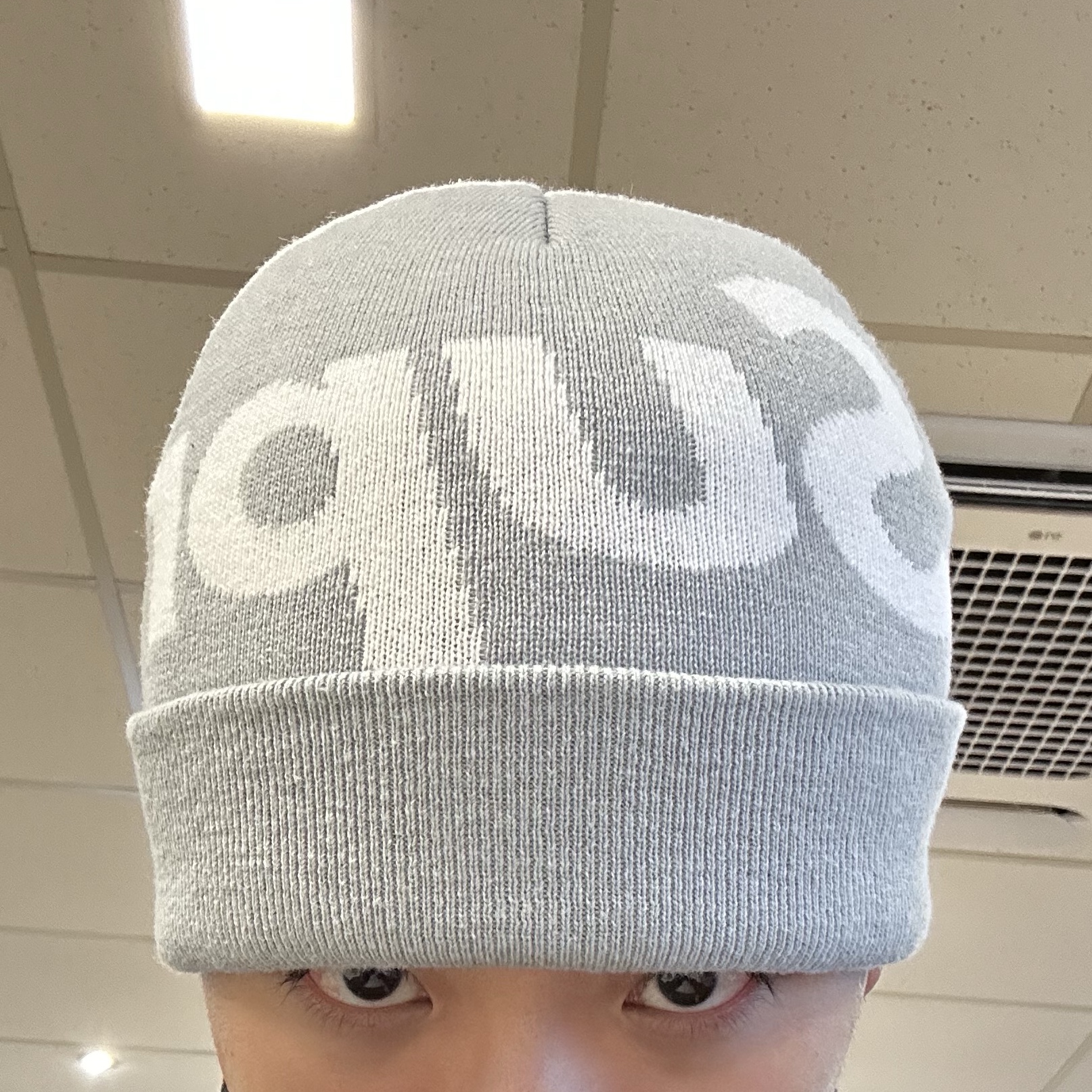 Supreme Big Logo Beanie Heather Grey - 24FW 착용 스타일