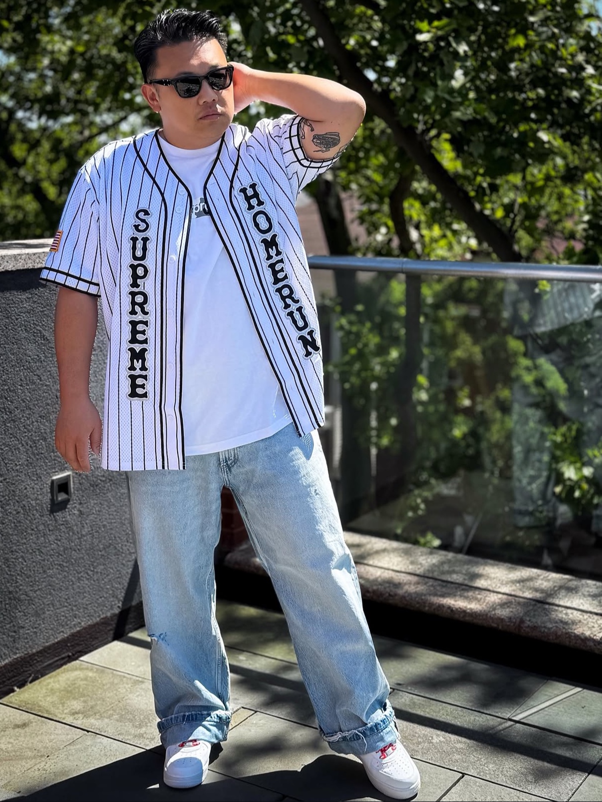 Supreme x Homerun Baseball Jersey Stripe - 25SS 착용 스타일 - 4
