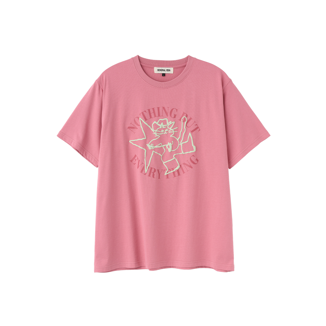 제너럴아이디어 유니섹스 웨스턴 캣 루즈핏 반팔티 핑크(General Idea Unisex Western Cat Loose Fit Half T-Shirts Pink)