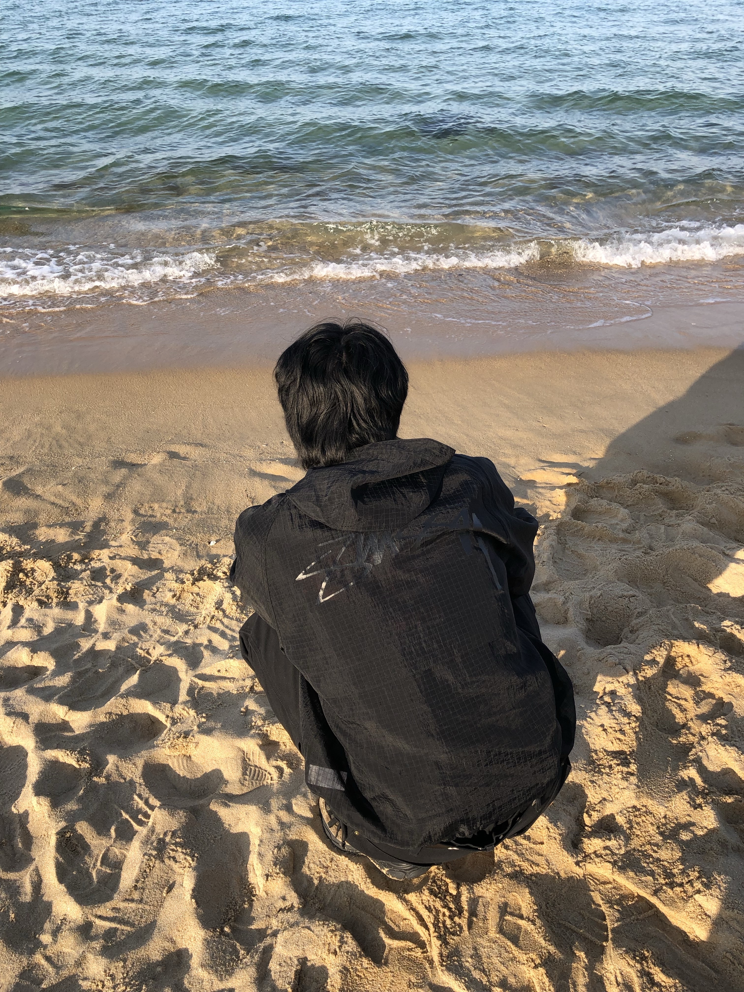 Stussy Beach Shell Transparent Ripstop Black 착용 스타일