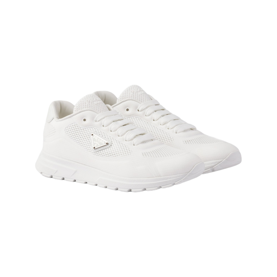 (W) 프라다 프락스 2.0 패브릭 앤 메쉬 스니커즈 화이트((W) Prada Prax 2.0 Fabric and Mesh Sneakers White) - 2