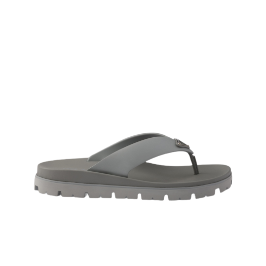 Prada Rubber Thong Sandals Steel Gray