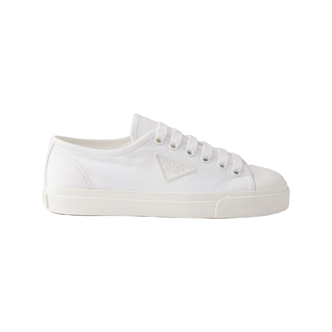 1E958N-3T0B-F0009 (W) Prada Cotton Gabardine Sneakers White