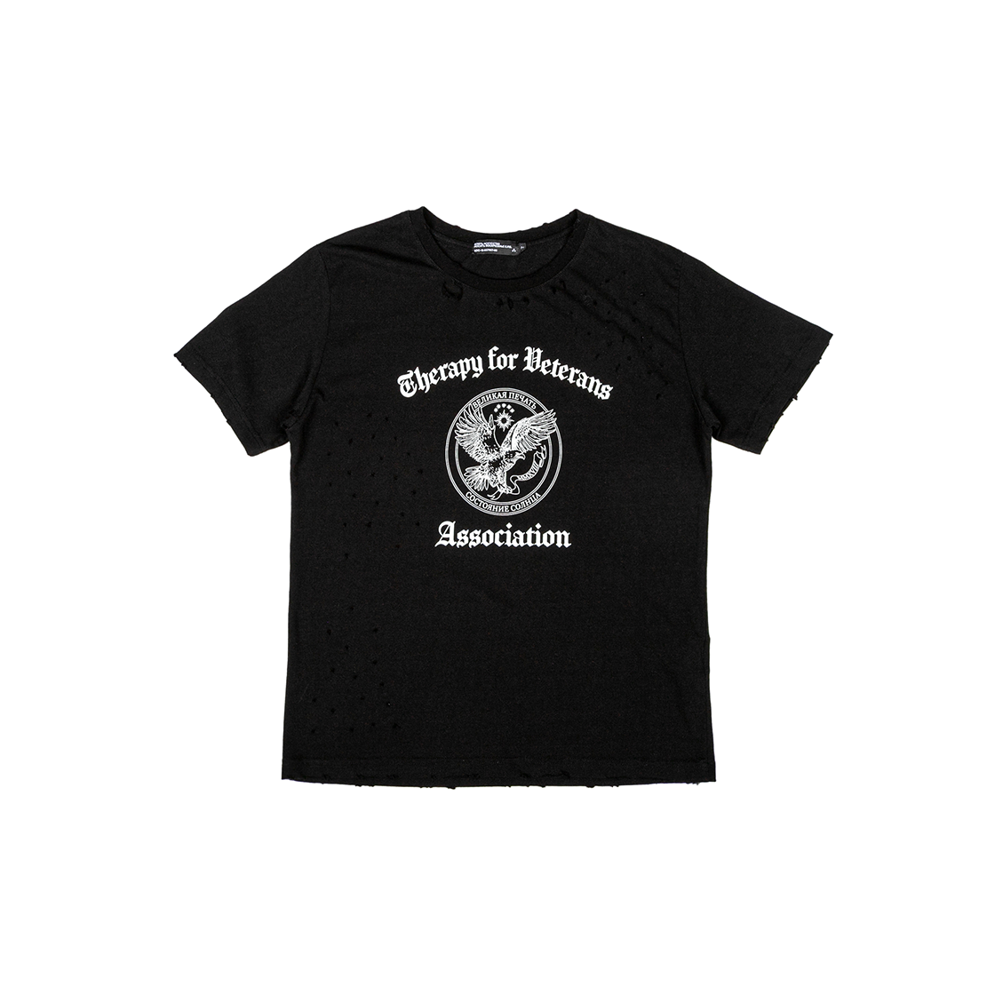 선데이오프클럽 테러피 오브 베터런 핸드 디스트레스드 숏 슬리브 블랙(Sundayoffclub Therapy Of Veteran Hand Distressed Short Sleeve Black)