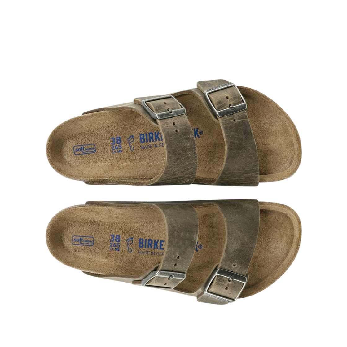 버켄스탁 애리조나 소프트 풋베드 오일드 레더 페이디드 카키 - 레귤러(Birkenstock Arizona Soft Footbed Oiled Leather Faded Khaki - Regular) - 2