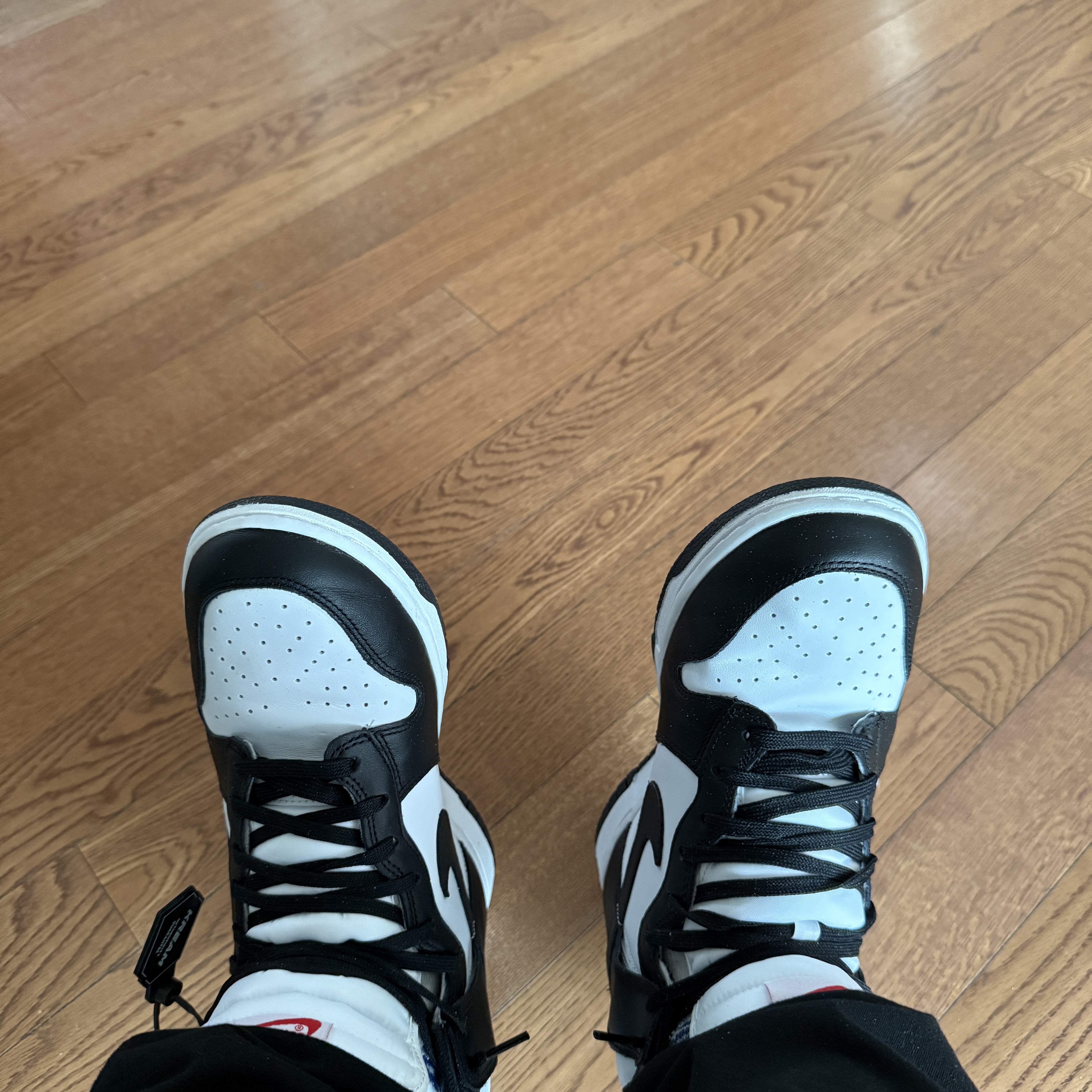 (W) Nike Dunk High Black and White 착용 스타일 - 3