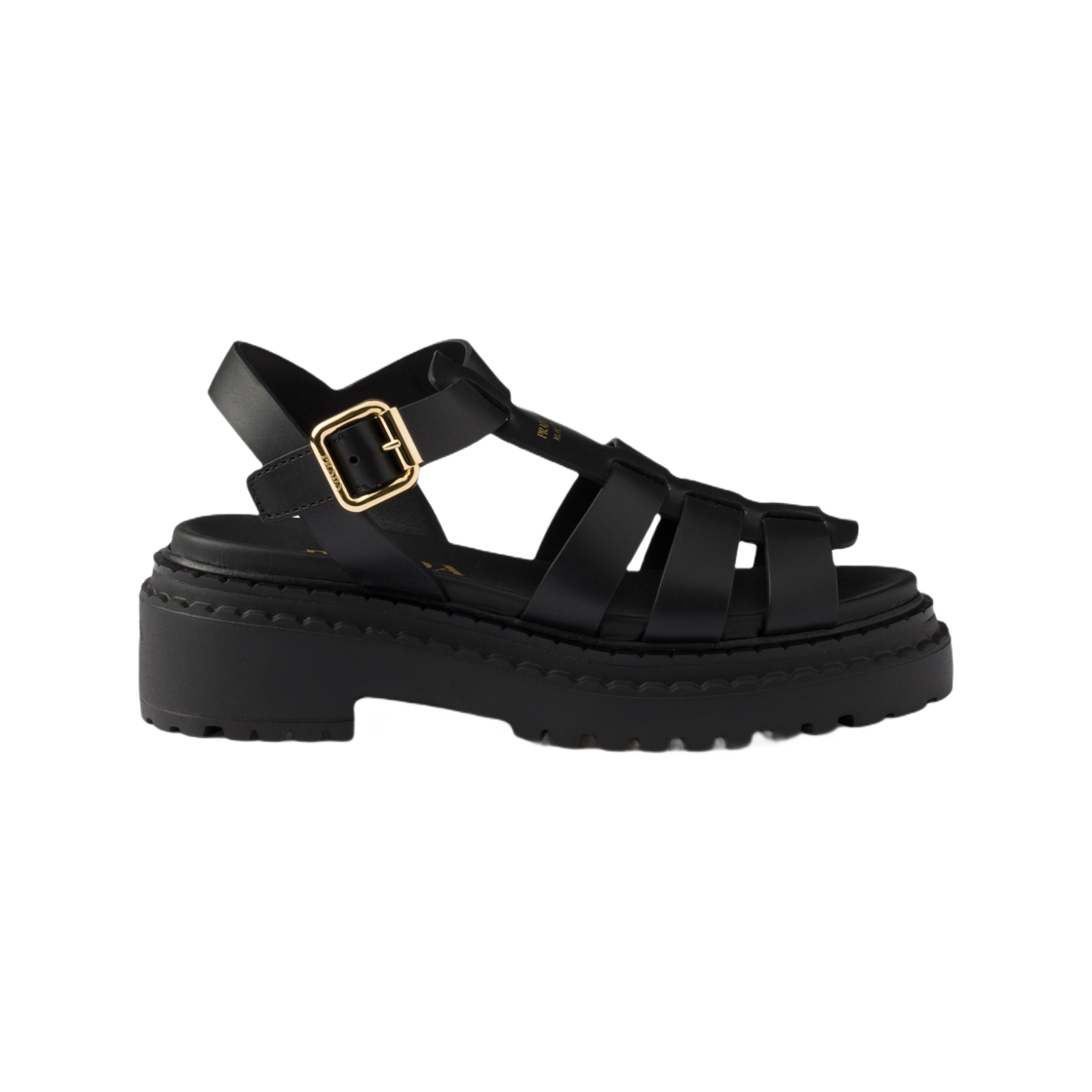 (W) 프라다 레더 피셔맨 샌들 블랙((W) Prada Leather Fisherman's Sandals Black) - 1
