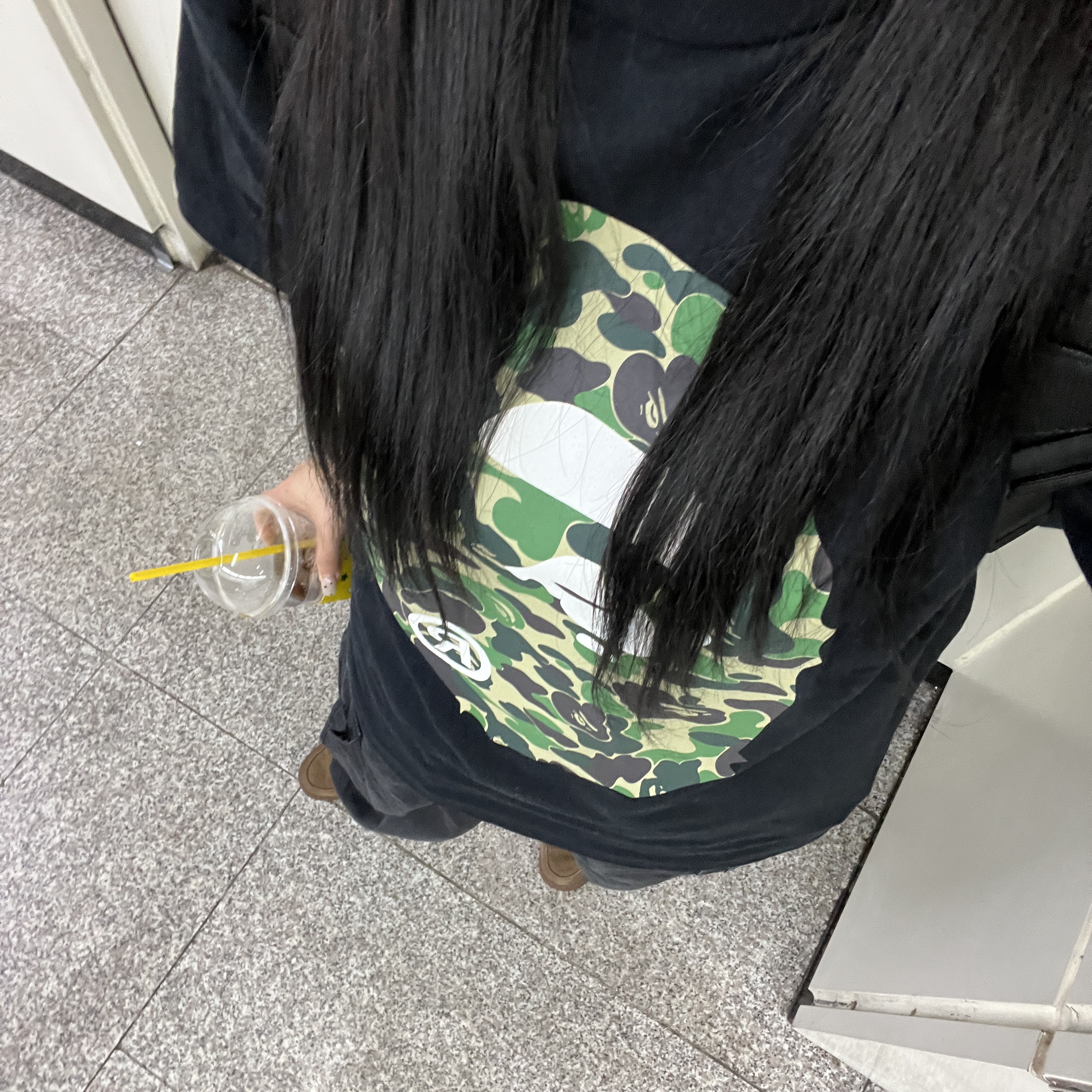 BAPE ABC Camo Big Ape Head T-Shirt Black Green, (W) Nike Air Force 1 '07 Cacao Wow 착용 스타일