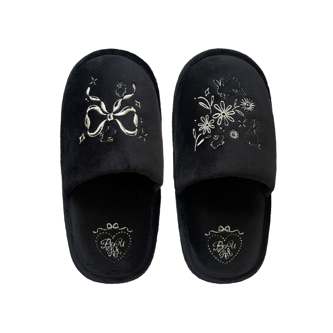 [3% 적립] 푸펫 큐티 버니 룸슈즈 블랙([3% 적립] POUPPET Cutie Bunny Room Shoes Black)