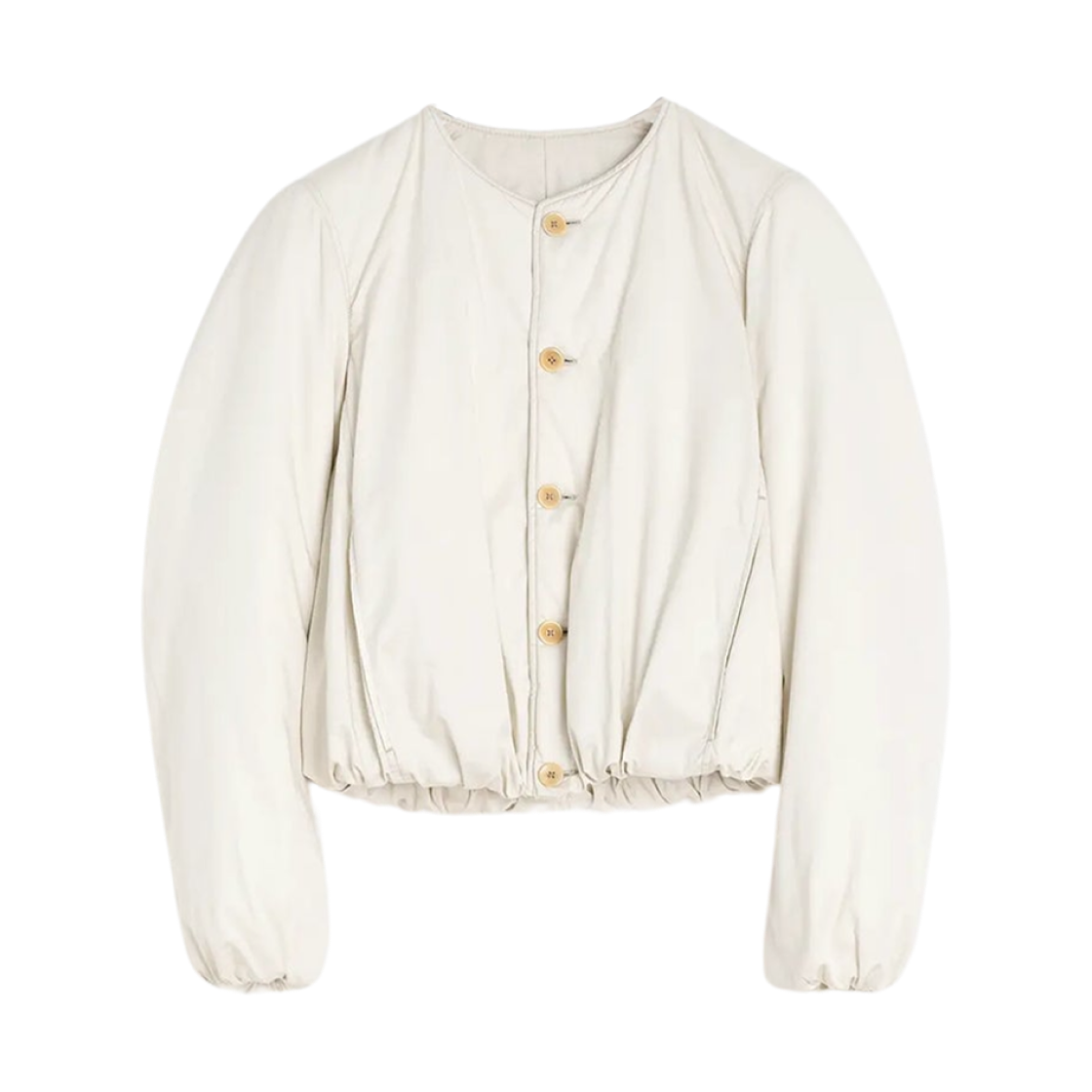 OW1128-LF1207-014 (W) Lemaire Wadded Bomber Jacket Creamy White
