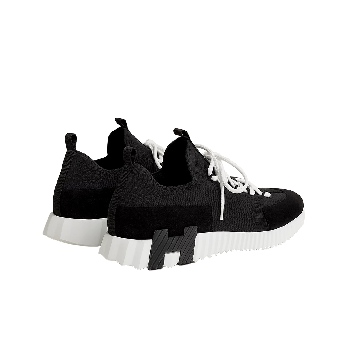 에르메스 리프트 슬립온 스니커즈 니트 스웨이드 고트스킨 & 누아 블랑(Hermes Lift Slip On Sneakers Knit Suede Goatskin & Noir Blanc) - 2