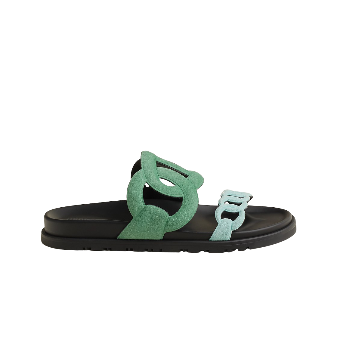 H222301ZEJ (W) Hermes Extra Sandal Suede Goatskin & Vert Opaline Bleu Cristaux